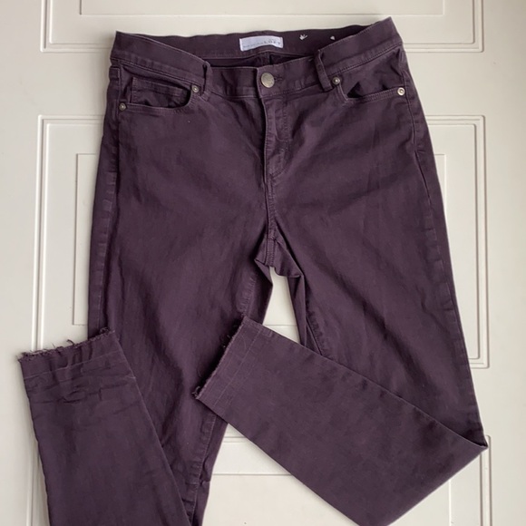 Loft Modern Skinny Raw Hem Jeans Plum 27/4 - Picture 3 of 8